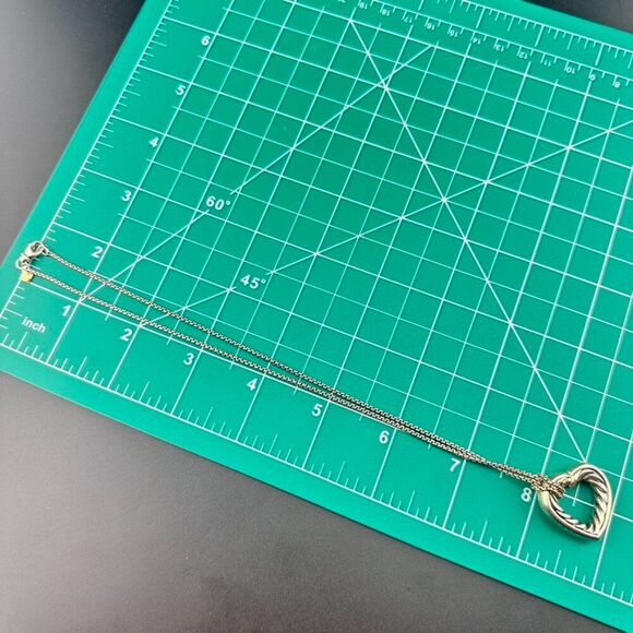 Authentic David Yurman Sterling Silver & 18k Gold Lg Open Heart Cable Necklace - Picture 7 of 11